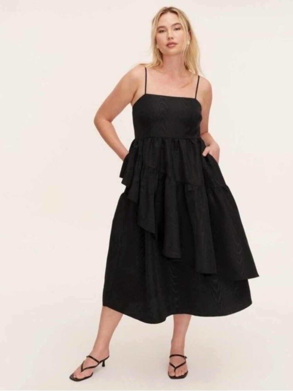 KATE SPADE X TARGET BLACK TIERED RUFFLE MIDI TANK DRESS